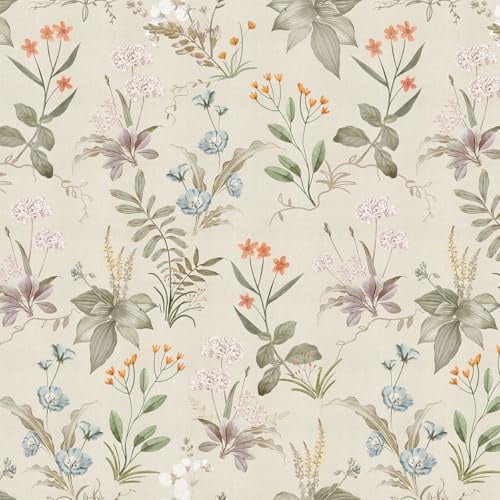 Simabsie Blumen-Tapete selbstklebend 44x1000cm, Vintage Botanik