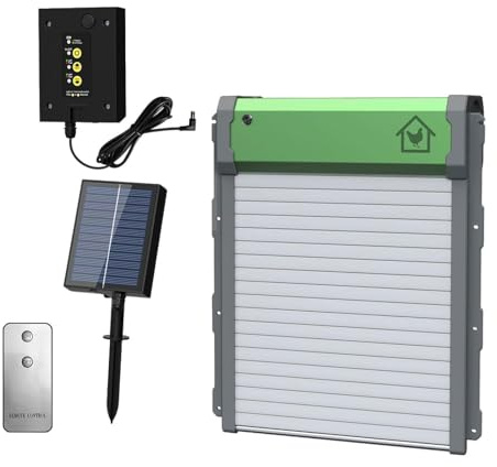 QLECXZI Porte de poulailler automatique avec télécommande et système anti-pincement pour la sécurité des poules. Porte de poulailler automatique pratique avec minuterie,
