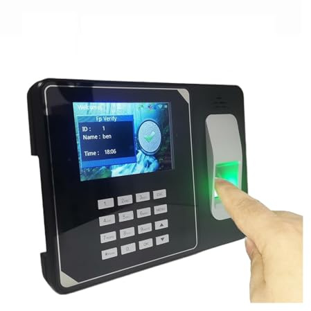 Batteria da 4000 MAh Orologio biometrico con impronte digitali Registratore di presenze Rilevatore dito elettronico e tessera dei dipendenti,Alta Precisione(1,Plug)