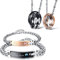Kim Johanson Edelstahl Pärchen Schmuckset Armbänder & Ketten Loyalty für verliebte Roségold & Schwarz mit Cubic Zirkonia inkl. Schmuckbeutel
