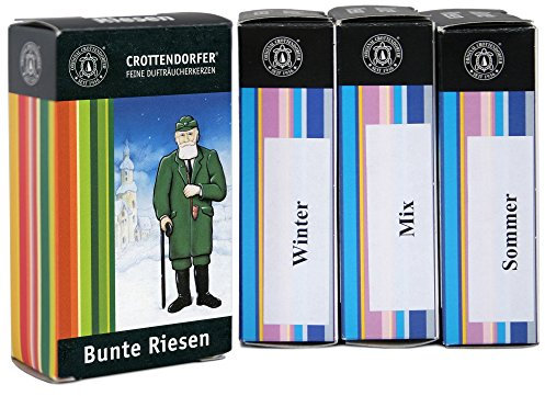 Original Crottendorfer Räucherkerzen - Riesen 5 Stück - Größe XL - 4er Set mit Bunte Mischung, Mix, Sommer- und Winteredition - Made in Germany
