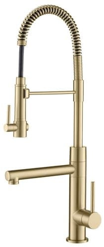Kraus KPF-1603BG Artec Pro 2-Function Commercial Style Pre-Rinse Kitchen Faucet with Pull-Down Spring Spout and Pot Filler, Brushed Gold Finish, 24.75 Inch