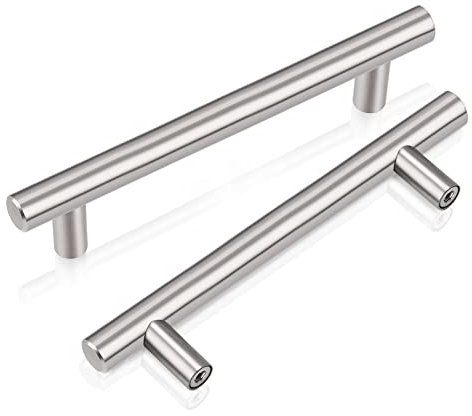 PinLin 5 Pack Kitchen Door Handles 96mm Hole Centre Brushed Nickel Cabinet Handles Stainless Steel Cupboard T Bar Handle (Screws Included)