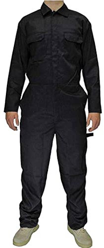 RIDDLED WITH STYLE Men's Coverall Welding Mechanic Work Wear Boiler Regular Sizes Jumpsuit Unisex Boiler Plain 5 Pockets Polycotton Coverall Overall Jumpsuit#(Black Overall Jumpsuit#X Large#Mens)