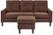 3-Sitzer Sofa Stoffbezug Braun mit Ottomane Armlehnen Schwarze Beine Avesta