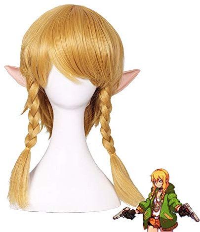 Hyrule Warriors Cosplay Perücke Weibliches Linkle Goldene Zöpfe Frauen Link Rinkuru Synthetisches Haar Für Rollenspiele für Erwachsene + Perückenkappe AG-962