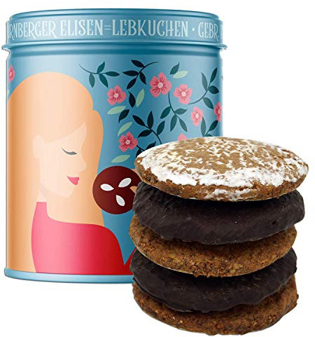 Lebkuchen - original Nürnberger Mandel Elisen-Lebkuchen - 45% Nussanteil - handgefertigte Qualität - prämierte Meisterhändler-Manufaktur (Dose Elise - Inhalt: Lebkuchen gemischt - 380 Gramm)