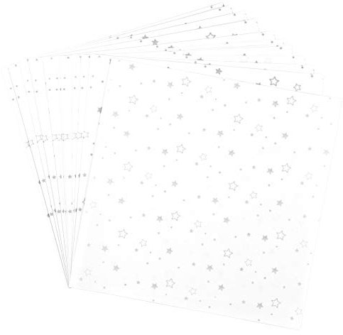 Ideen mit Herz Transparentpapier | 100 Blatt | Premium-Qualität | 110 g/qm | bedruckt | ideales Faltpapier zum Sterne basteln | transparentes Bastelpapier (Sterne | weiß & silber, 20 x 20 cm)