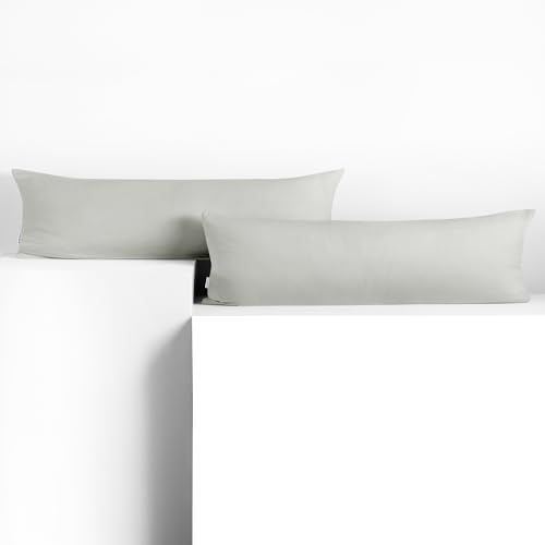 DecoKing 2 Kissenbezüge 20x120 cm Jersey 100% gekämmte Baumwolle Amber | Reißverschluss Silber
