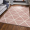 VIMODA Teppich Kurzflor Pastellfarben Weiss Rauten Design Robust in versch. Farben, für Wohnzimmer, Schlafzimmer, küche, Farbe:Rosa, Maße:160x220 cm