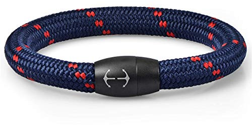Bracelet Corde Aimanté Magnétique Homme et Femme I Bracelet Nautique I Bracelets Cordon Surf Galeara Design NAU (Nau - Navy, 215)