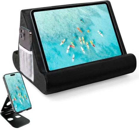 Sttargxing 2pcs Multi-Angle Tablet Holder Cushion Stand with Net Pocket & Black Color Phone Stands Upgraded Tablet Pad Support for Phone,Pad,Books (Black)