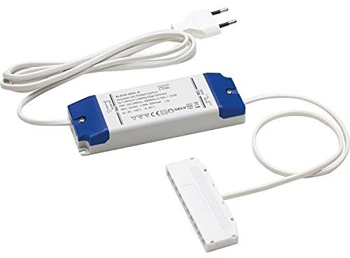 DOMUS LINE LED Netzgerät 24V SLD30 Led Netzteil 24V dimmbar, 9-fach Verteiler und Euro-Flachstecker - Leistung 5-30 Watt, Kunststoff hellgrau