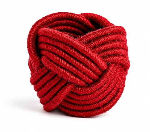 KPAVIR Serviettenringe aus Jute, handgefertigt, rund, Netzstoff, klassisch, geflochten, für Esstisch, Partys für den Alltag, 4 Stück (rot)