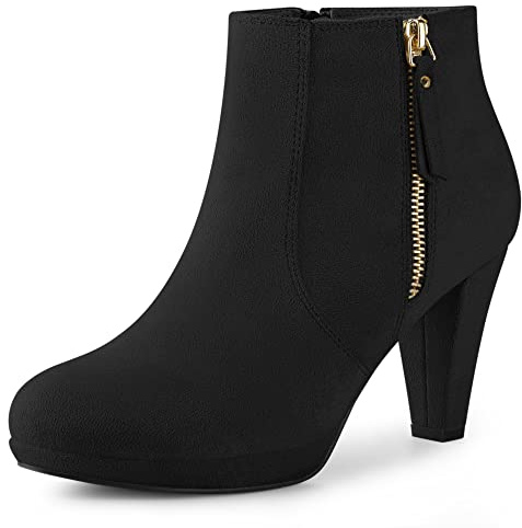 Perphy Women's Platform Chunky Heels Ankle Boots Black 6.5 UK/Label Size 9 US