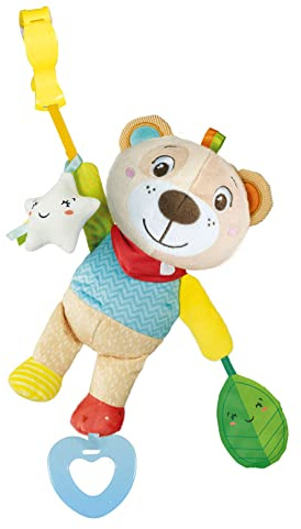 Clementoni - 17788 - Easy-Peasy Soft Bear - Plush With Grip And Rattle, Toys For Pushchair, Toddlers 0 Months, Early Years Toys, Infant Toys, New Born Soft Toys Gift, Machine Washable