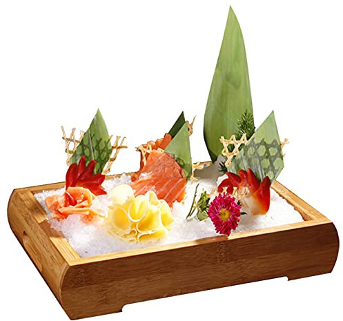 Plato de Sushi de bambú, Platos rectangulares para Servir, vajilla de Estilo japonés, Bandeja para Aperitivos para Restaurante, entradas y postres para el hogar