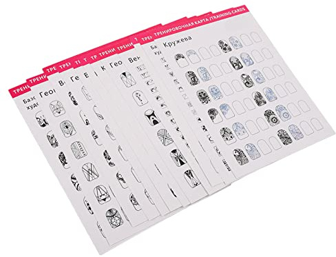 Professional Nail Training Mat with 12 Multi Nail Shapes - Stereograph Washable Reusable Nail Art Practice Sheet for Nail Artist, Perfect for Durable Design & Easy Cleaning
