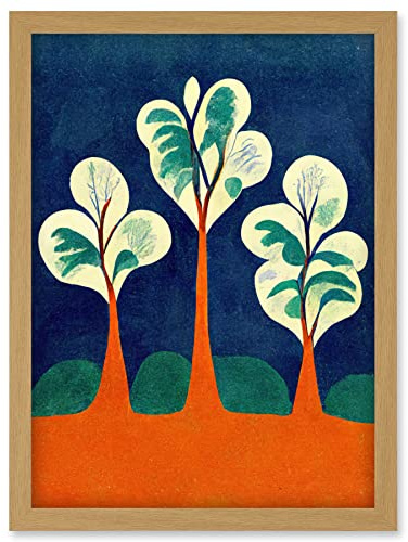 Doppelganger33 LTD Henri Matisse Style Trees Fauvist Orange And Blue Artwork Framed Wall Art Print A4