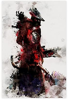 Bloodborne Gaming Retro-Kunst-Poster Leinwand Poster Wandkunst Dekor Druck Bild Gemälde für Wohnzimmer Schlafzimmer Dekoration Rahmen Stil 50 x 75 cm