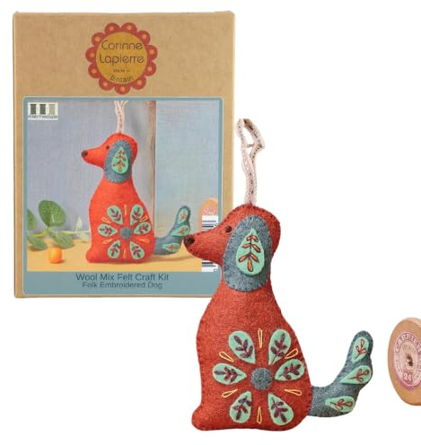 Corinne Lapierre Folk Embroidered Dog Felt Craft Mini Kit