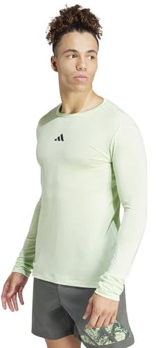 adidas Men's Workout Long Sleeve Tee, semi Green Spark/Black, XL