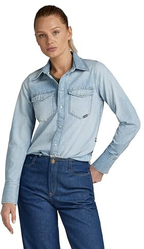 G-STAR RAW Damen Slim Western Hemd, Blau (Sun Faded Blue Mist D24343-D539-G342), L