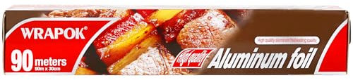 WRAPOK 1 rollo de papel de aluminio para cocina, catering, hornear, servicio de alimentos, para barbacoa, cocinar, asar, asar, 30 cm x 90 m