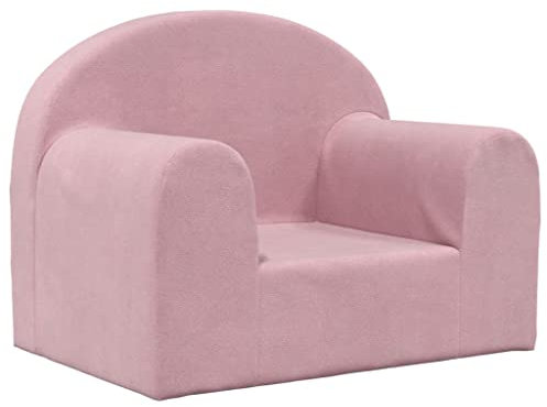 vidaXL Canapé pour Enfants, Siège avec Accoudoirs, Fauteuil avec Dossier pour Tout-Petits, Meuble de Chambre Maison, Rose Peluche Douce
