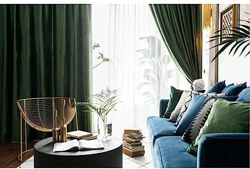 AMDXD Olivgrün Vorhang Kinderzimmer Junge mit Kräuselband, Einfarbig Flannelette Vorhang Muster Baumwolle, 132x244CM(BxH)