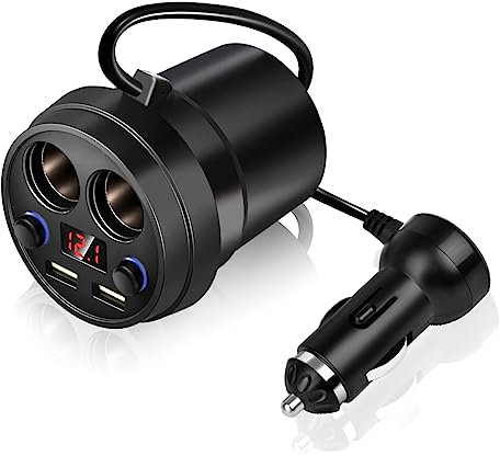 Dual-USB-Getränkehalter-Autoladegerät, 3,1 A 120 W Autotelefon-Ladegerät, Echtzeit-Spannungsüberwachung, Doppelte Zigarettenanzünderöffnung, Intelligente Schnellladetechnologie