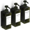 Anhow 3er Seifenspender Wandbefestigung Set, 500ml Seifenspender Wand Ohne Bohren Kunststoff Spülmittelspender mit 16pcs Wasserdichten Etiketten für Küche und Badezimmer - Grün