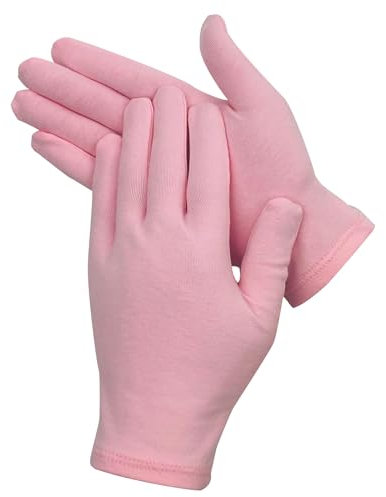 Donfri 2 Paar Baumwollhandschuhe Neurodermitis Arbeitshandschuhe Dünn Schutzhandschuhe Feuchtigkeitsspendende Handschuhe für Trockene Hände, Ekzeme, Schönheit (Rosa)