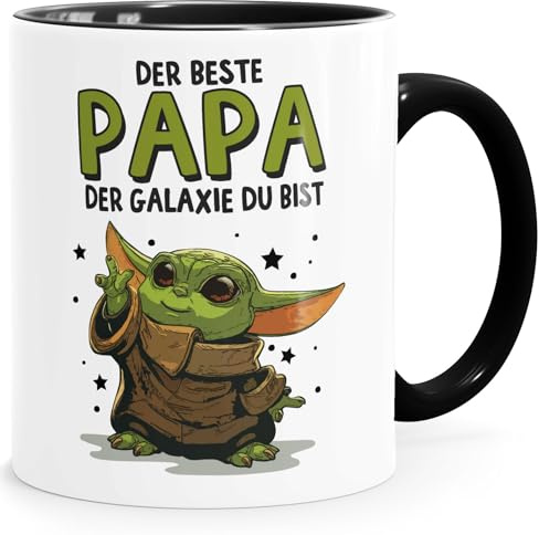 MoonWorks Tasse Geschenk Papa Sprüche Geschenkidee Vatertag Lustig Motiv Baby- mit Spruch Weiss-innen-schwarz standard