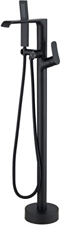 Beelee BL19019B 2-Wege-Duscharmatur, Mischbatterie Bad, freistehend, Badewannenfüller, Duscharmaturen, Messing, Badewannenarmatur mit Handsprüher, Schwarz