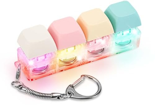 Jouet Fidget Clavier pour Adultes, Porte Clé Clavier Fidget avec Lumière LED Clavier Fidget Clicker Drôle Jouet Fidget Bouton pour Décompression Décoration (Couleur A)