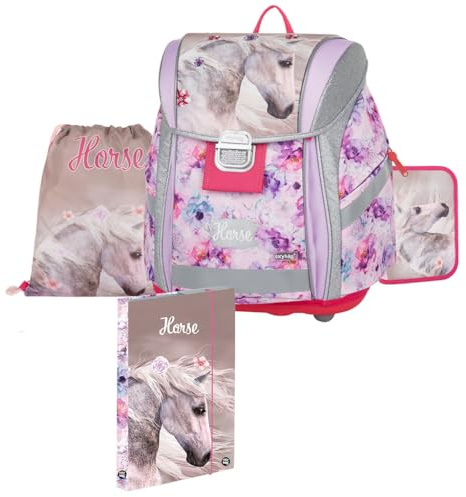 OXY BAG PREMIUM LIGHT Schulset 4 set für 1.-3. Klasse | Ergonomischer Schulrucksack, Sportbeutel, A4 Box & Federmappe | Leicht & Sicher mit Reflektoren | Perfekt Organisiert für Schulkinder