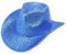 1 Stück Western Cowboyhut mit Pailletten Unisex Glitzer Kappe Bühnenpartyhut Vintage Breiter Krempe Jazzhut Partyhut für Abschlussball Bühnenperformance Disko Maskerade Festival,Blau