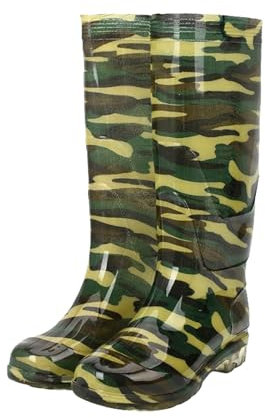 Scarpe da pioggia lunghe mimetiche da uomo Stivali da pioggia Stivali da pioggia imbottiti da cucina e olio alcalino elefante dorato scarpe di gomma stivali da caccia isolati da uomo, Mimetico, 41 1/3