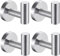 YUET 4 Pcs Bathroom Towel Hook,Screw in Metal Coat Hooks Brushed Robe Hook SUS 304 Stainless Steel Heavy Duty Door Hanger Towel Robe Clothes Closet Sponges Holder for Bathroom Hotel (4 Silver)