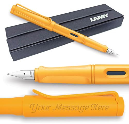 Fountain Pen Lamy Safari - Personalised with Engraving (Italic 1.5mm Nib, Candy Mango)