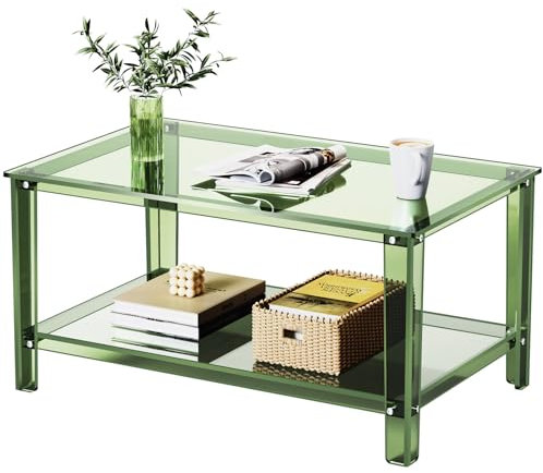 solaround Acryl Couchtisch für Wohnzimmer, Transparent Acrylglas Acryl Tisch, 80 x 50 x 40 cm (Grün)