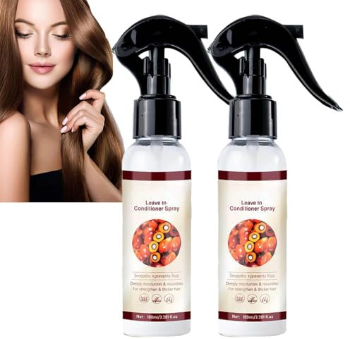 Batana Oil Leave In Conditioner Serum, Hair Growth Spray with Rosemary Mint Oil, Strengthening Hairspray for Dry Damaged Hair, Smooth Frizz Hair for Men Women (2 x 100 ml)