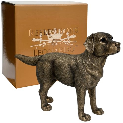 Animal Crackers Stehende Labrador-Figur aus der Leonardo Reflections Bronzed Reihe, in einer goldenen Geschenkbox