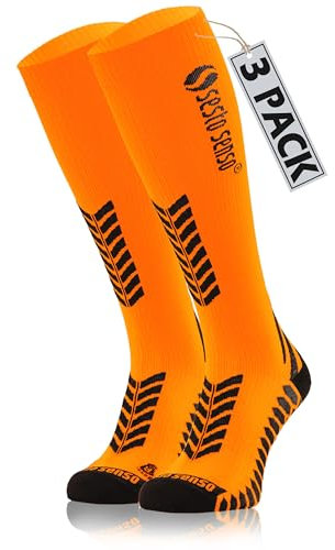sesto senso 3 paia Alte Calze a Compressione Sportive Donna Uomo per Sport 39-42 3 Pack Arancione