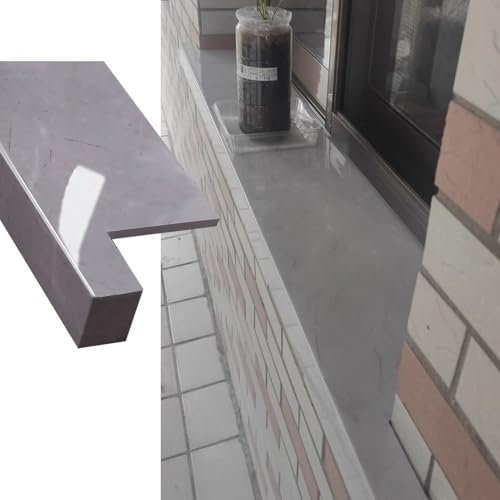 Fensterbank AußEn Balkonfensterbank-Erkerfensterbank mit Marmorstruktur, Hellgrauer Fensterbank-Nasenverlängerungsschutz mit Fliesenoberfläche, für Fenster-/Türrahmen/Treppen(Style2,2.25x29.5in (6x75c