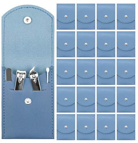 20 Sets Manicure Set Bulk, Nail Clippers Kit Stainless Steel Fingernail Clippers Set, Sturdy Nail Tip Cutter Trimmers Professional Grooming Toenail Clippers Personal Pedicure Kits Gift (Blue 4 in 1)