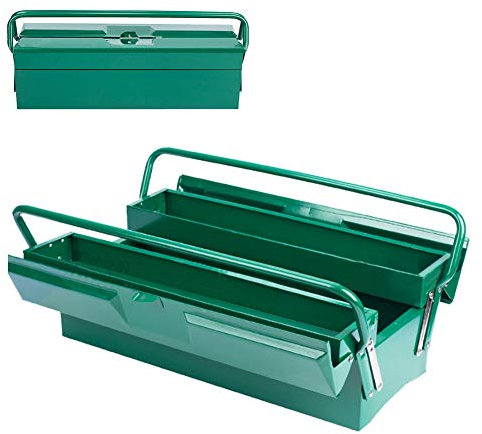 GZKDKZB Werkzeugkasten aus Metall, freitragender Werkzeugkasten, tragbarer 2-stufiger Werkzeugschrank aus Eisen, Mehrzweck-Aufbewahrungsbox zum Zusammenklappen, 17 Zoll/50 × 20 cm, A (B)