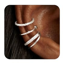 LOLIAS Ear Cuff Acier Inoxydable Earcuff Argent Faux Piercing Oreille Helix Clip Boucle Oreille Sans Trou Manchette Oreille Femme