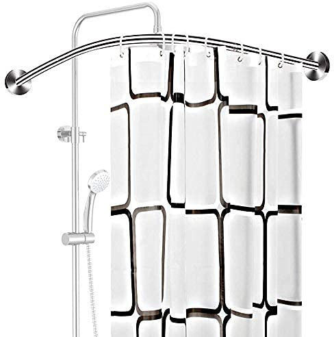 Verstellbare Eck-Duschvorhangstange, rostfrei, Chrom, Edelstahl, halbrundes Design für Badezimmer und Badewanne, passend für 70-95 x 90-130 cm Räume